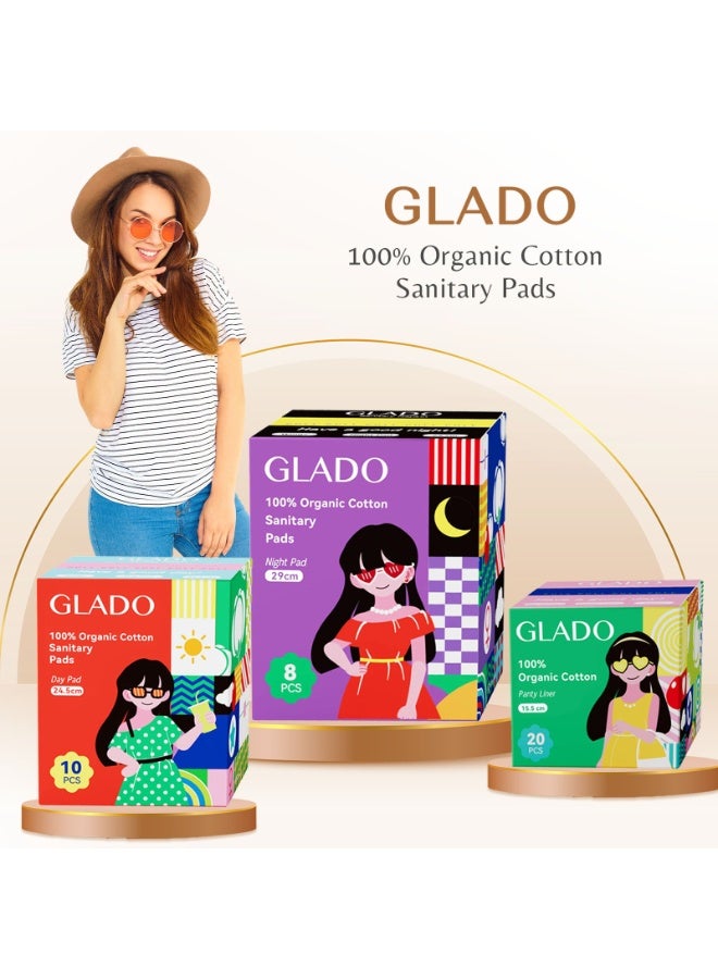 Glado 100% Organic Cotton Sanitary Napkins for School Girls & Teens, 20 Pcs (24.5cm) – Day Protection, Negative Ion, 3D Leak Guard, Normal Flow, Chlorine & Fragrance Free & Prevents Skin Irritation - Image 4
