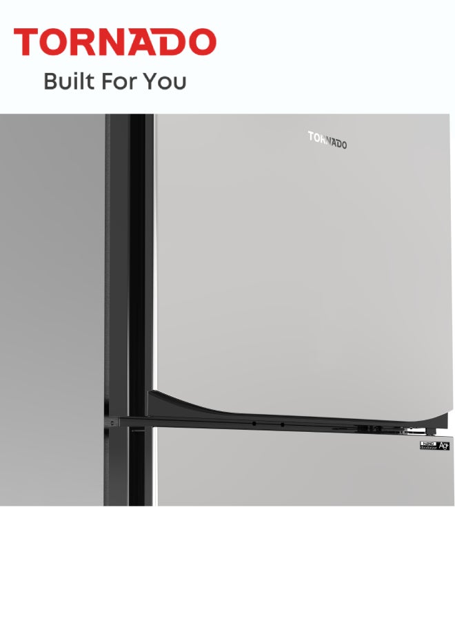 TORNADO Top-Mount Refrigerator 396 Liters Net Inverter No Frost, Tropical Compressor, Hybrid Cooling System, Ag+ Nano Deodorizer Filter, Anti-Bacterial ABS Interior, Class A Energy Rating, Low Noise, Silver - RF-480TV-SL - 5-Year Compressor Warranty, 1-Year Free Warranty RF-480TV-SL Silver - Image 2