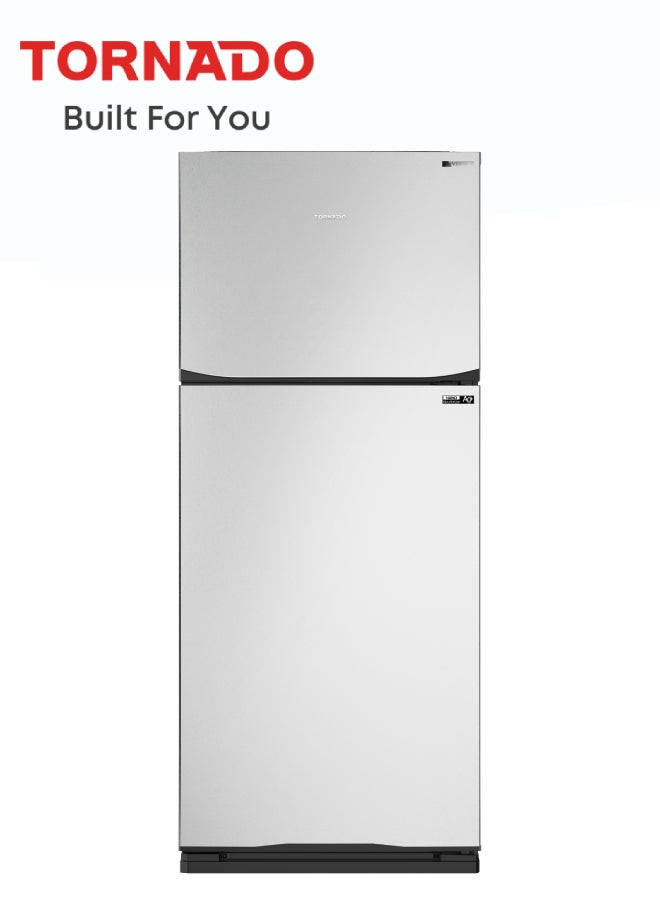 TORNADO Top-Mount Refrigerator 396 Liters Net Inverter No Frost, Tropical Compressor, Hybrid Cooling System, Ag+ Nano Deodorizer Filter, Anti-Bacterial ABS Interior, Class A Energy Rating, Low Noise, Silver - RF-480TV-SL - 5-Year Compressor Warranty, 1-Year Free Warranty RF-480TV-SL Silver - Image 1
