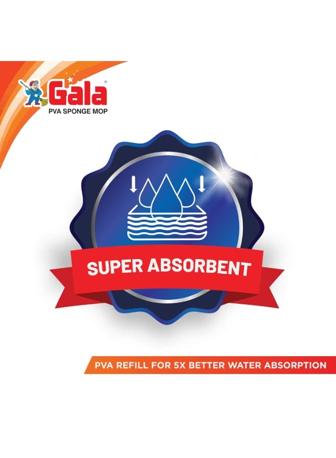 Gala PVA Sponge Squeeze Mop – Built-In Squeegee, Super Absorbent Roller, Telescopic Handle for Kitchen, Bathroom & Floor Cleaning - Image 5