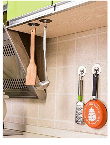 LUVINA Stainless Steel Adhesive Hooks Kitchen Wall Hooks-6 Packs Heavy Duty 13.2lb Max Nail Free Sticky Hangers with Stainless Hooks Reusable Utility Towel Bath Ceiling Hooks (Transparent) - Image 3