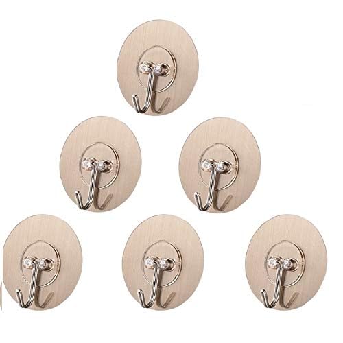 LUVINA Stainless Steel Adhesive Hooks Kitchen Wall Hooks-6 Packs Heavy Duty 13.2lb Max Nail Free Sticky Hangers with Stainless Hooks Reusable Utility Towel Bath Ceiling Hooks (Transparent) - Image 2