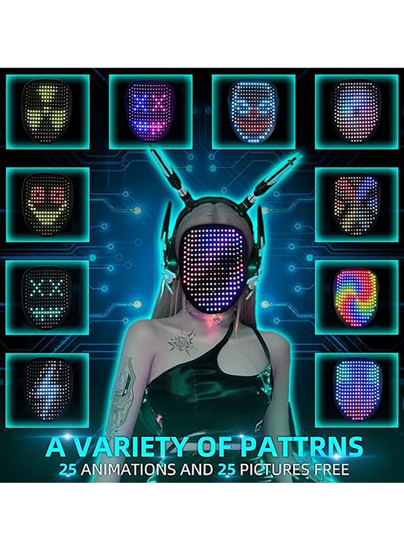 AUTOYSUR Led Mask, Light Up Mask with Gesture Sensing, LED Lighted Face Transforming Mask, Costume Cosplay Party - Image 2