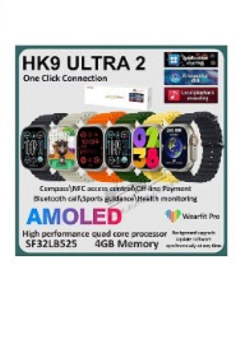 Wearfit Pro - HK9 ULTRA 2 Series 9 Wearfit Pro (2024) SmartWatch 2.12 Inch SUPER AMOLED Display 480X320 Open AI Chat GPT GPS NFC Bluetooth V5 Call Wireless Charger - Image 1