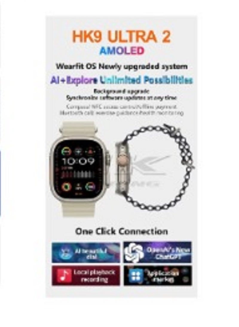 Wearfit Pro - HK9 ULTRA 2 Series 9 Wearfit Pro (2024) SmartWatch 2.12 Inch SUPER AMOLED Display 480X320 Open AI Chat GPT GPS NFC Bluetooth V5 Call Wireless Charger - Image 1