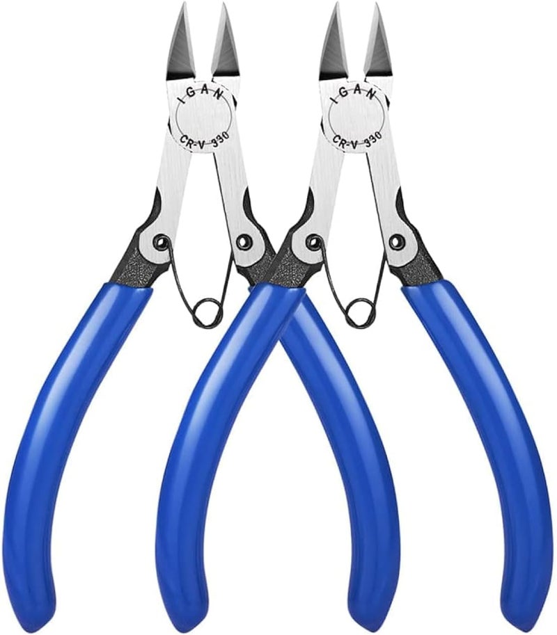 IGAN -330 Wire Flush Cutters (Pack of 2), Electronic Model Sprue Wire Clippers, Ultra Sharp and Precision CR-V Side Cutting nippers, Ideal for Clean Cut and Precision Cutting Needs - Image 1