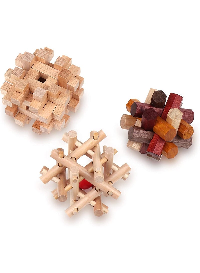 SHARP ألغاز خشبية مثيرة للبالغين والأطفال - ألعاب ألغاز ثلاثية الأبعاد، اختبار الذكاء والعقل والمنطق - ألعاب تعليمية خشبية صعبة 3 قطع - Image 1