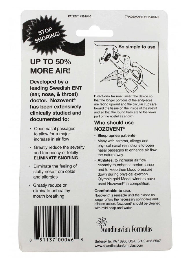 Scandinavian Formulas Scandinavian Formulas Nozovent Anti-Snoring Device, 2 Count  - Image 4