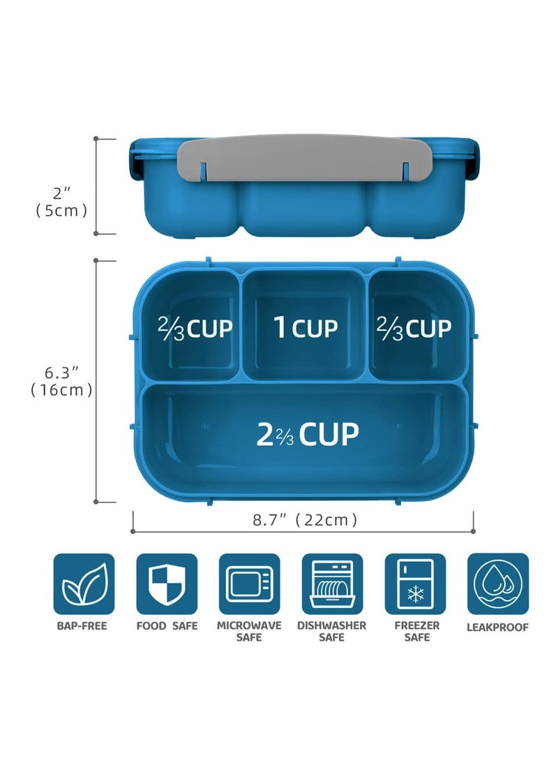 Arabest Lunch Box for Kids, 4 Compartment Bento Box with Cutlery and Sauce Box, Lunch Containers for Adults/Kids/Toddler, BPA Free, 1300ML (Blue)  - Image 5