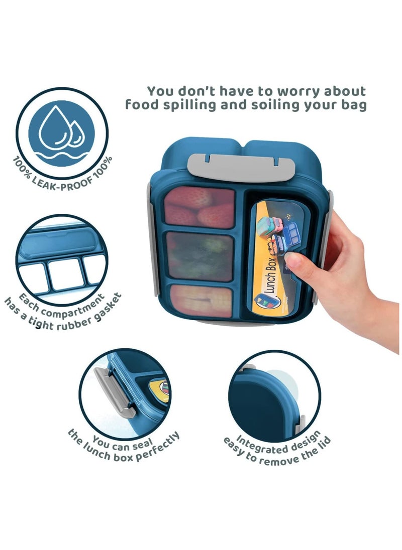 Arabest Lunch Box for Kids, 4 Compartment Bento Box with Cutlery and Sauce Box, Lunch Containers for Adults/Kids/Toddler, BPA Free, 1300ML (Blue)  - Image 3