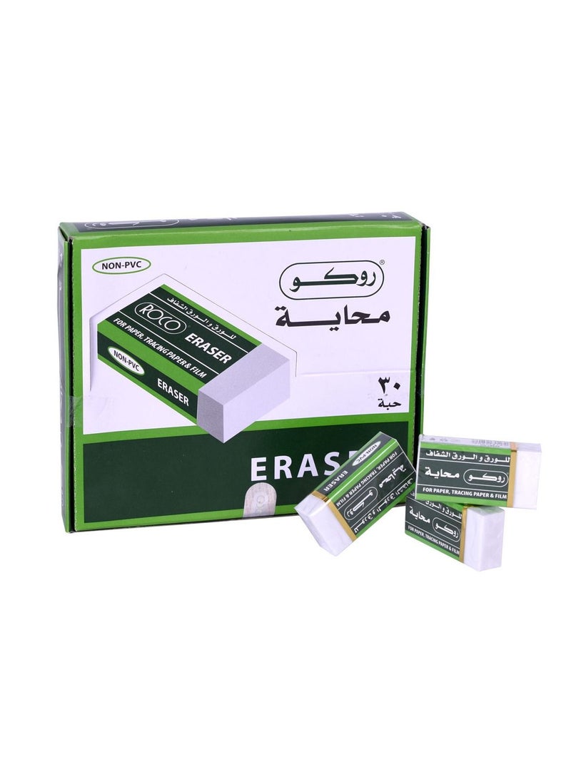 ROCO ERASER PLASTIC 30 PIECES 