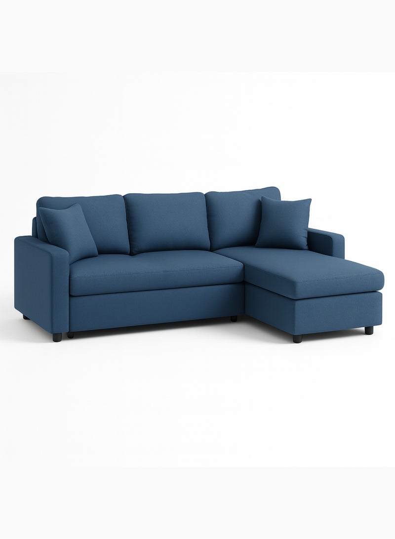 كرنك أريكة ديوان كرنك هانتر بثلاثة مقاعد وسرير مع وسائد ومساحة تخزين على شكل حرف L | أثاث غرفة معيشة قابل للتحويل أزرق ٢١٠×١٦٠×٩٥ سم - Image 2