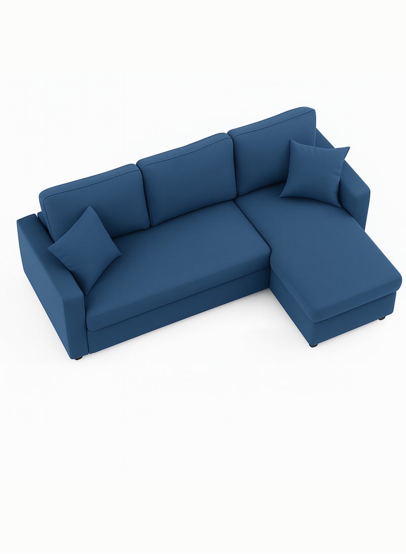 كرنك أريكة ديوان كرنك هانتر بثلاثة مقاعد وسرير مع وسائد ومساحة تخزين على شكل حرف L | أثاث غرفة معيشة قابل للتحويل أزرق ٢١٠×١٦٠×٩٥ سم - Image 3