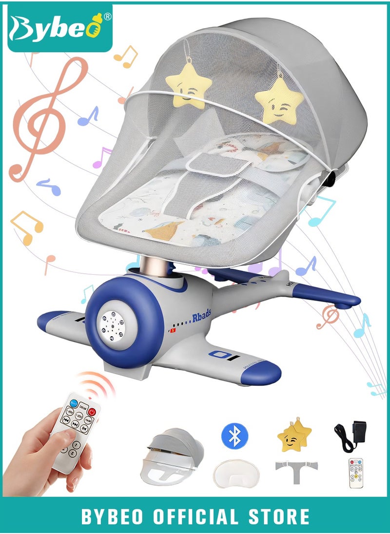 Generic - Baby Swing, Infant Crib Rocking Chairs, Portable Babies Rocker Chair, Electric Bouncer for Infants Boys Girls, 3 Seat Positions 4 Speeds, Bluetooth Music, Harness Belt and Remote Control - Image 1