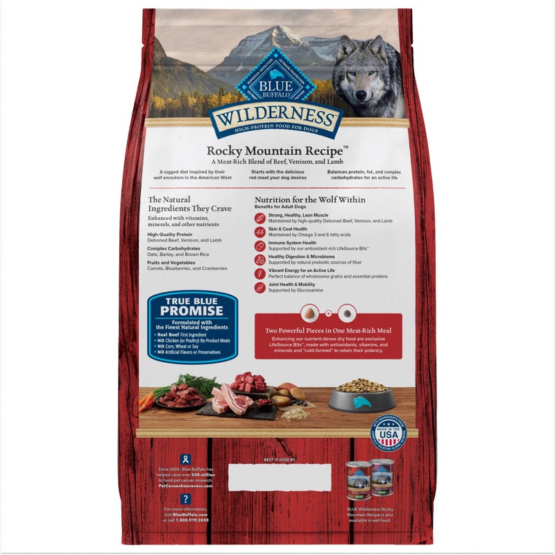 Blue Buffalo Wilderness Rocky Mountain Recipe High-Protein Adult Dry Dog Food Wholesome Red Meat, 4.5 lb Bag - Image 2