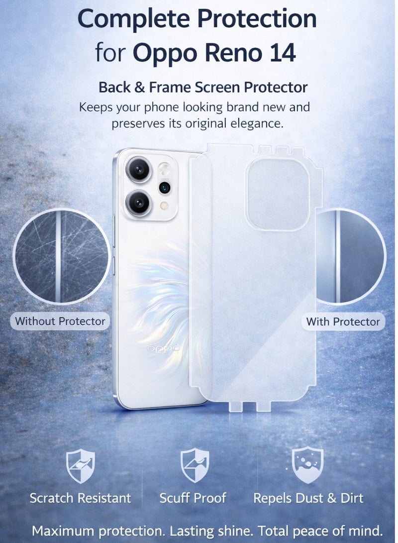 Back and Frame Screen Protector for Oppo Reno 14 – Full protection with a smooth touch and elegant design that preserves your phone’s original look - Image 2