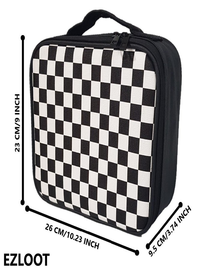 EZLOOT Small Travel Storage Makeup Case - Professional Cosmetic Makeup Bag Organizer for Girls and Women, Accessories Case, Tools Case (Chess Pattern, 10 INCH (1 Layer)) - Image 2
