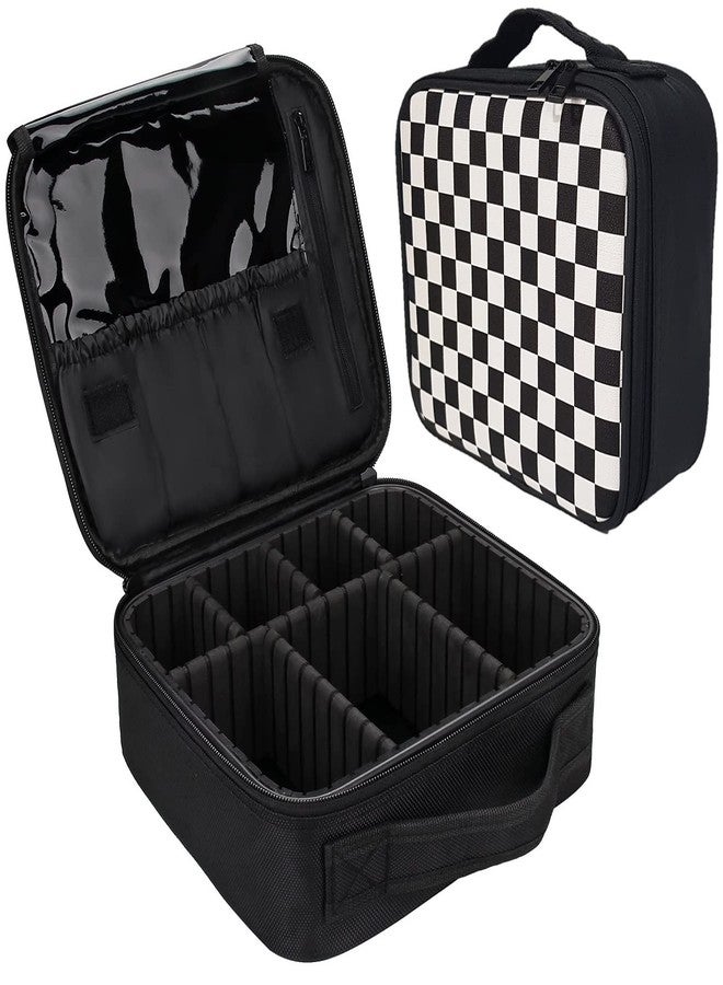 EZLOOT Small Travel Storage Makeup Case - Professional Cosmetic Makeup Bag Organizer for Girls and Women, Accessories Case, Tools Case (Chess Pattern, 10 INCH (1 Layer)) - Image 1