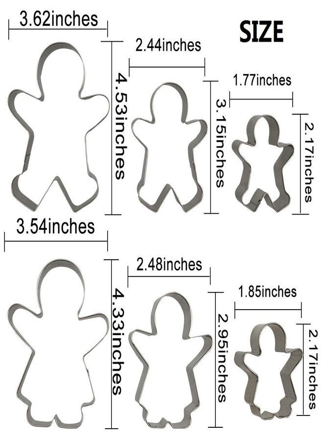 IShang Gingerbread Man and Gingerbread Woman Shaped Cookie Cutters Set of 6 pcs, Stainless Steel Christmas Gingerbread Families Boys and Girls Fondant Cut-outs Set Baking DIY Molds - Image 3