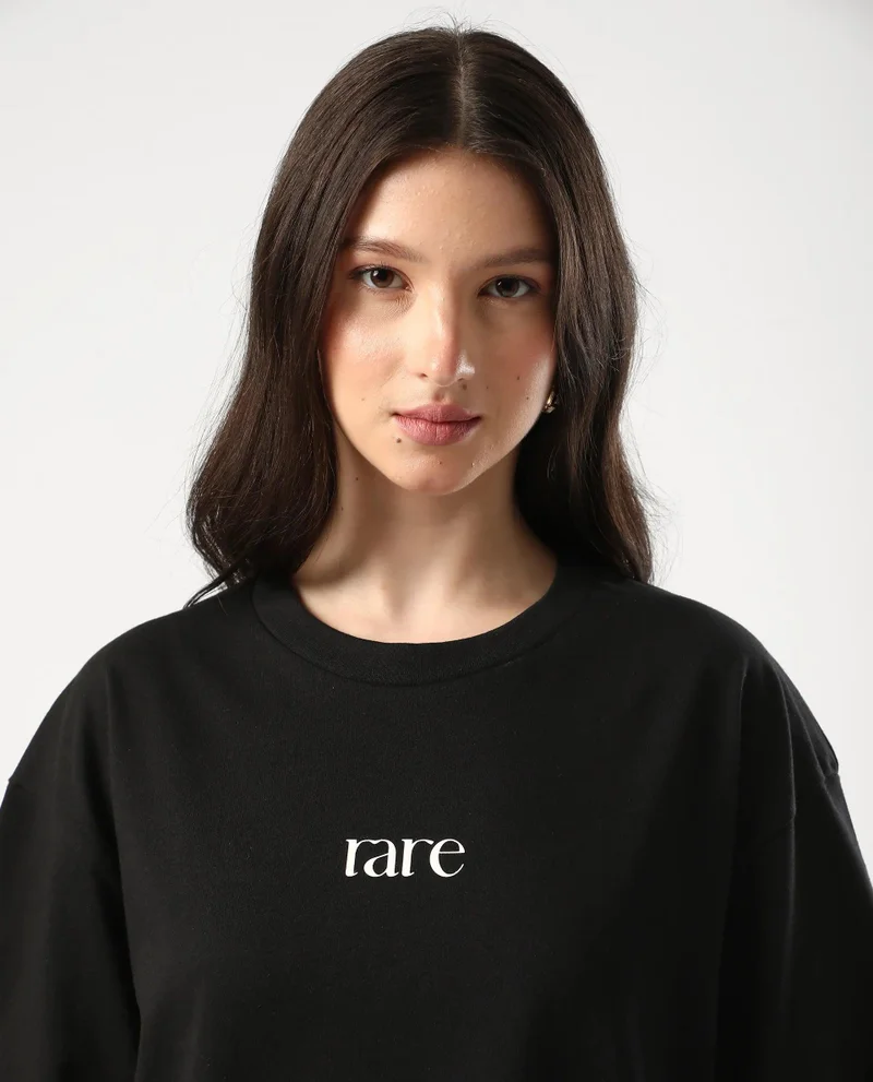 Rareism Women's Oversized T-Shirt With Back Graphic Print