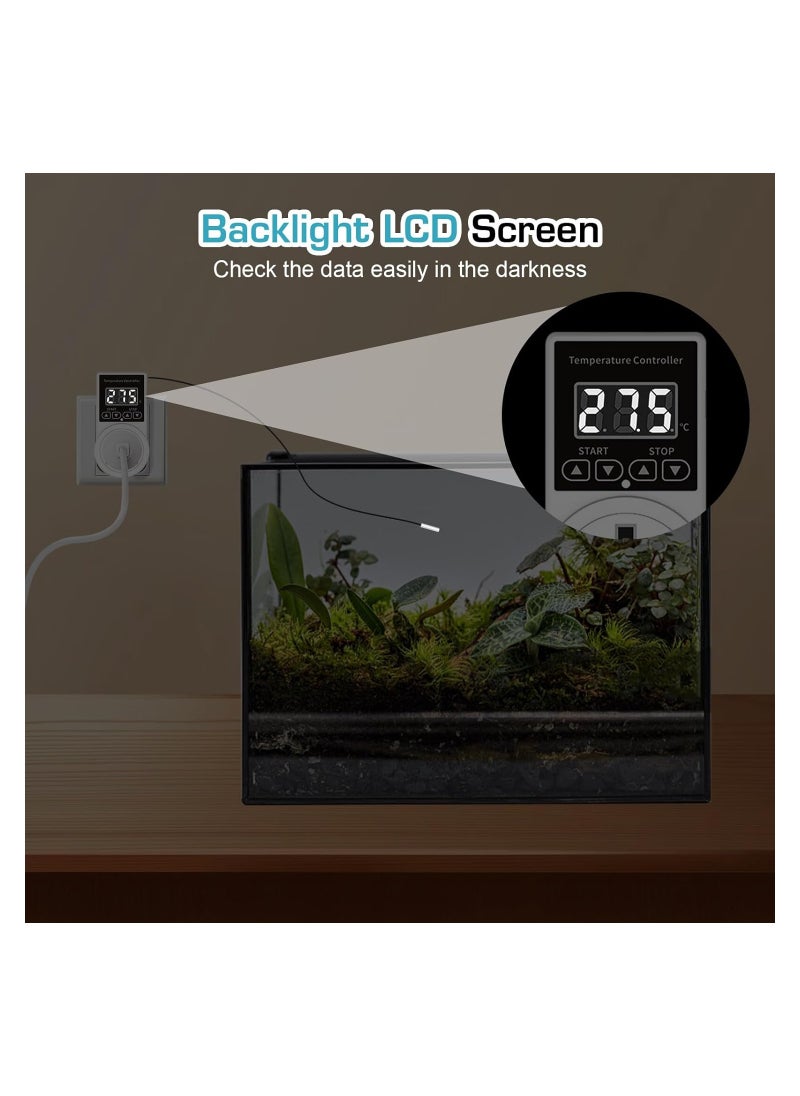 2PcsDigital Thermostat Plug Socket Thermostat Outlet Socket Thermostat Plug Day and Night Thermostatic Uk Plug Lcd Screen Heating Cooling Temperature Switch for Greenhouse Reptile