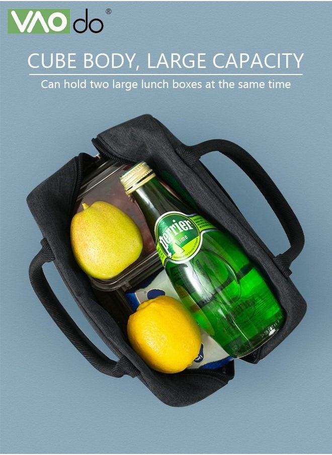 VAOdo Lunch Box Bag Insulation And Cold Insulation Portable Thickened Tote Bag Children's Bento Box Bag （Black）  - Image 2