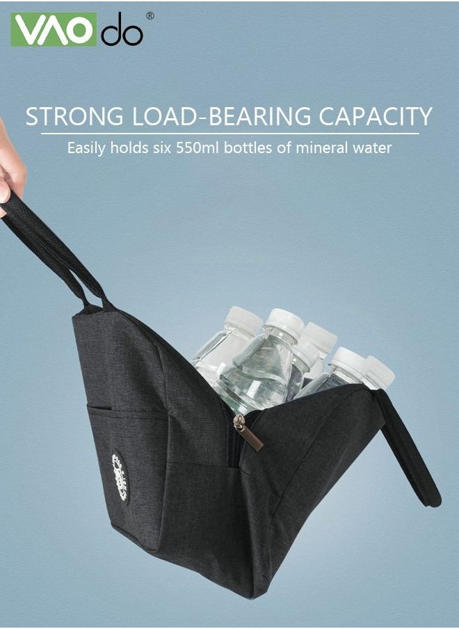 VAOdo Lunch Box Bag Insulation And Cold Insulation Portable Thickened Tote Bag Children's Bento Box Bag （Black）  - Image 3