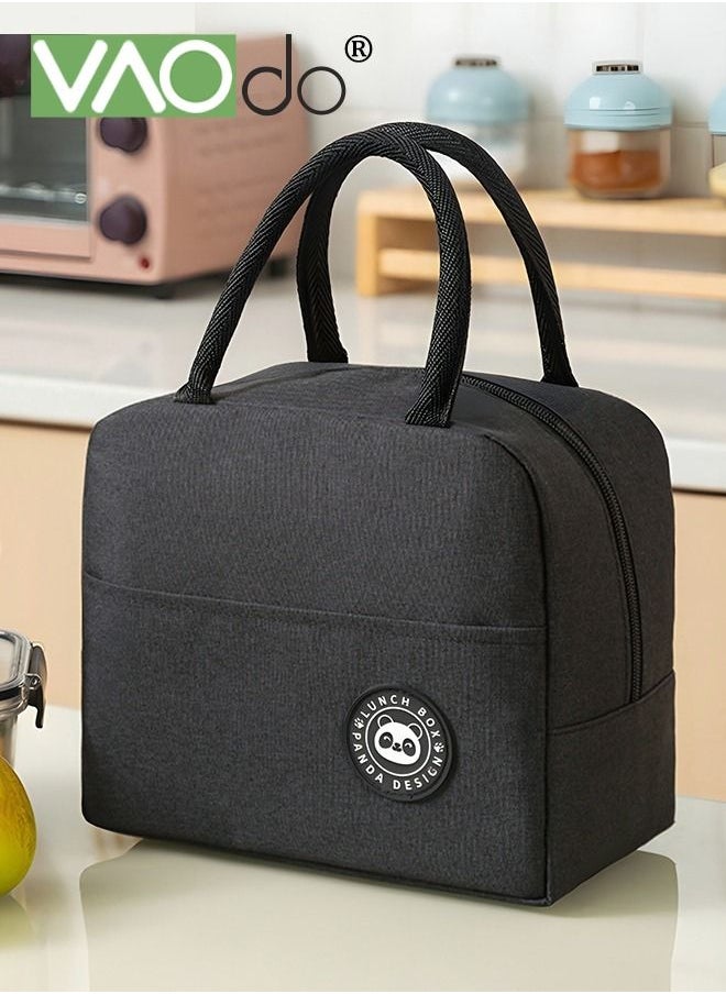 VAOdo Lunch Box Bag Insulation And Cold Insulation Portable Thickened Tote Bag Children's Bento Box Bag （Black）  - Image 1