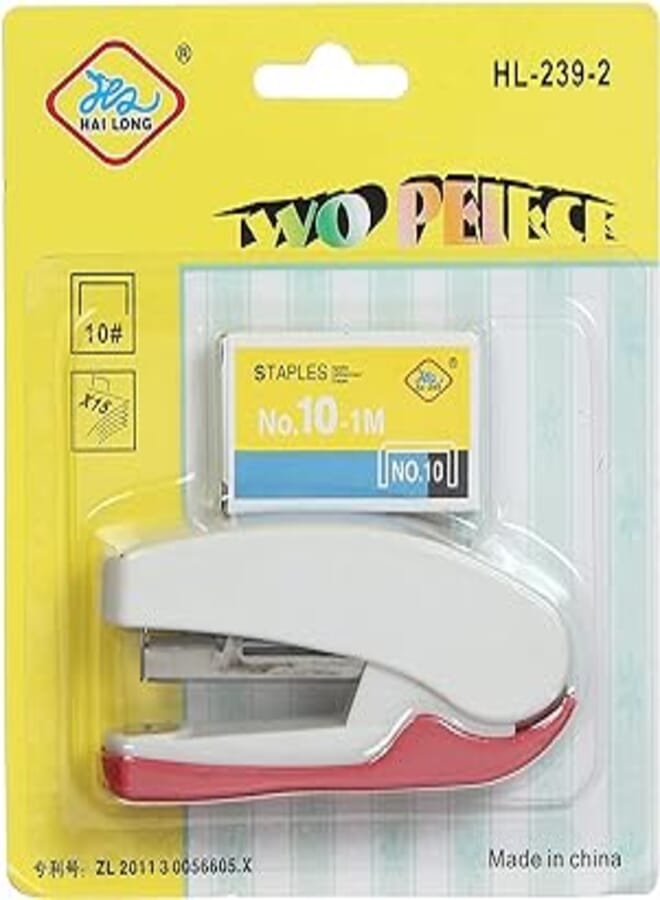 Hai Long 239-2 Small Plastic Stapler and Staples, Multi color