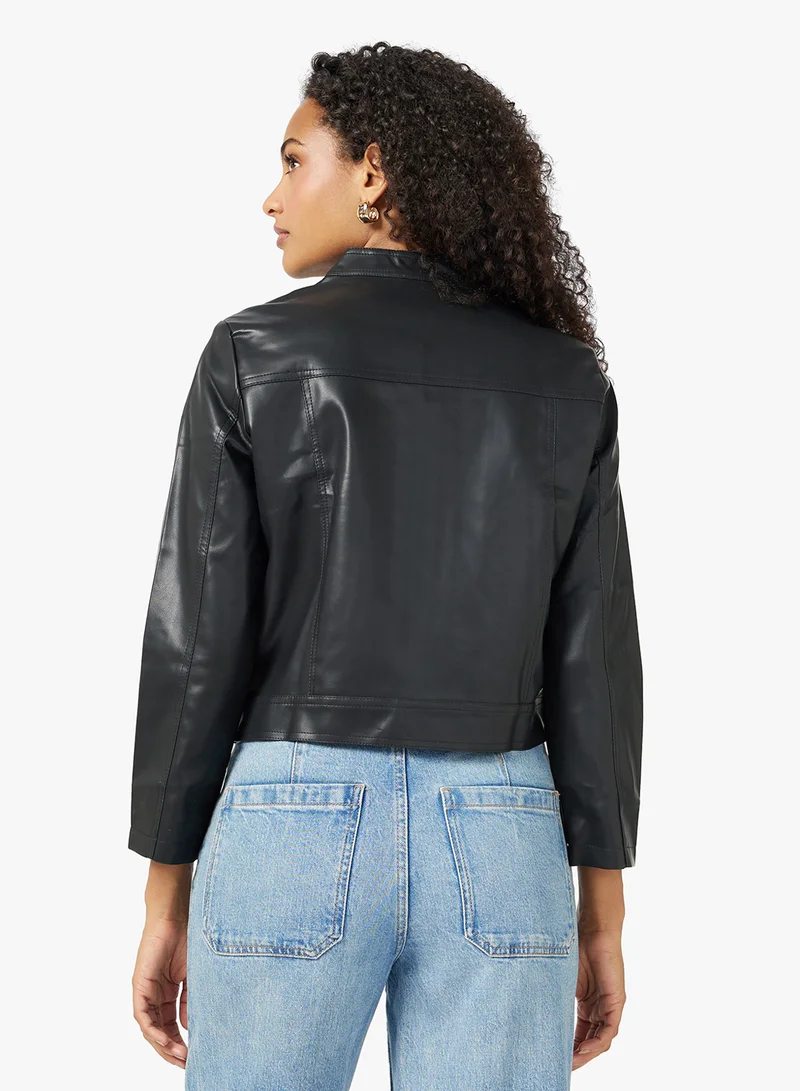 Ginger Zip Up PU Biker Jacket