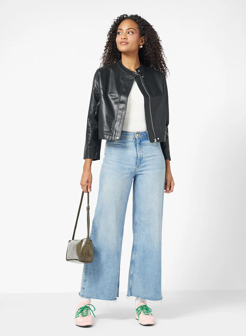 Ginger Zip Up PU Biker Jacket