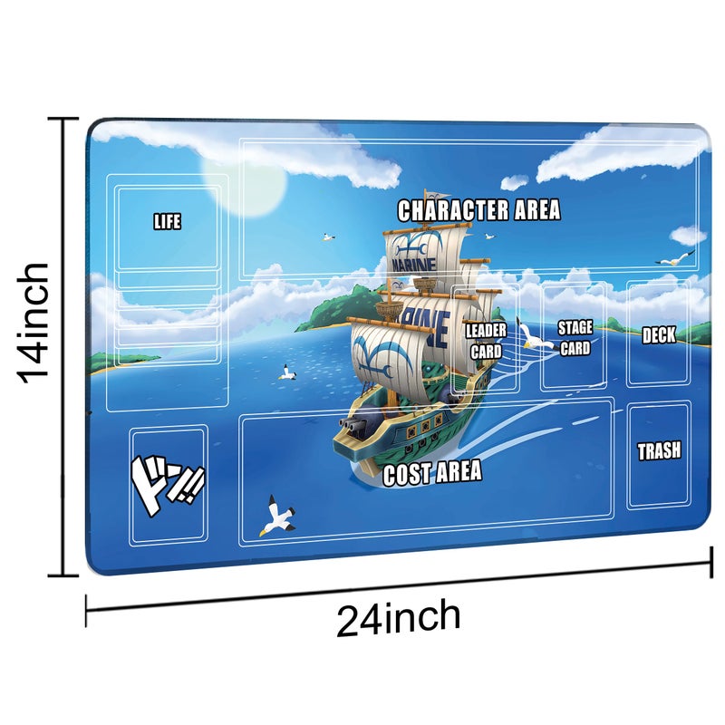 Extalas Playmat for One Piece Card Game (24x14 Inches): with Non-Slip Rubber, Zones Design, a Professional Storage Bag Included, Plus a Limited-Time Gift of a Set of 20 Damage Counters (Sky Ship) - Image 2