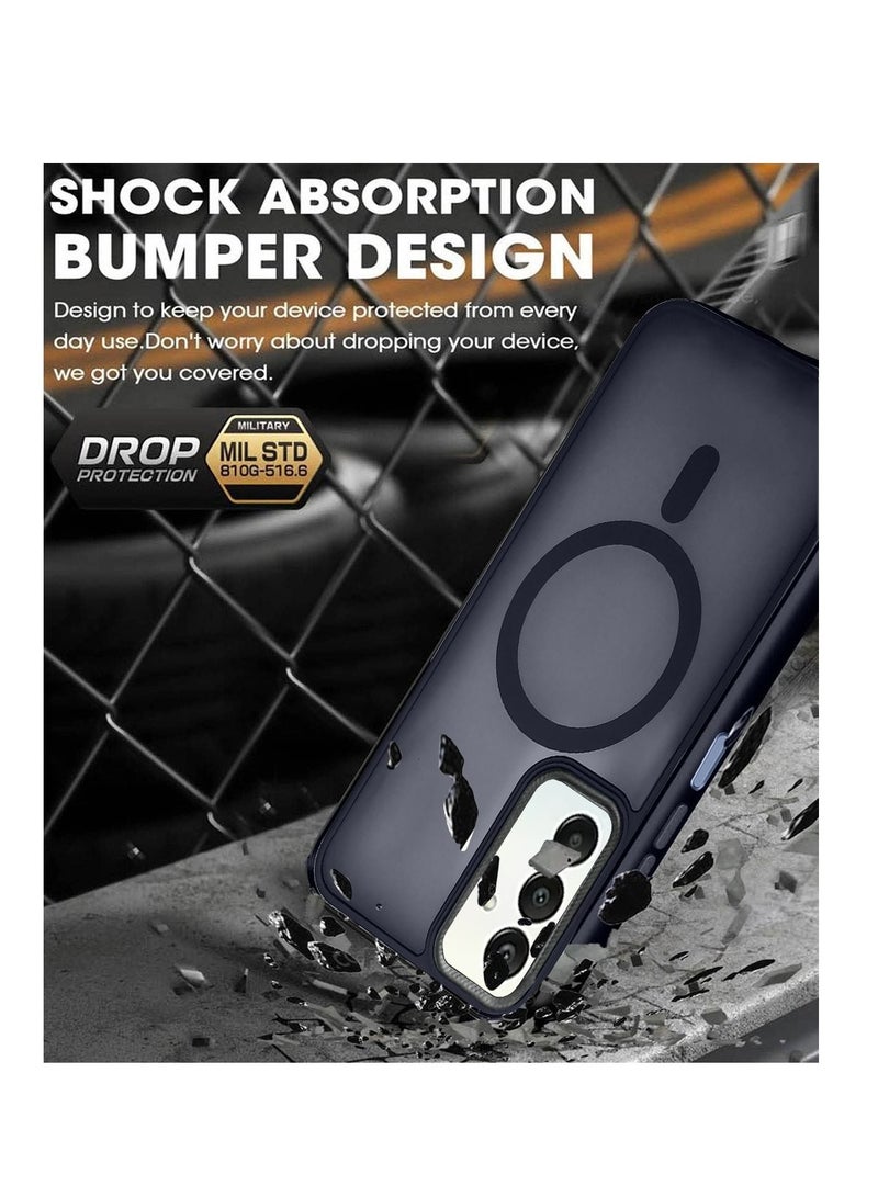 Techie Translucent Magnetic MagSafe Case with Raised Camera Lens Protector for Samsung Galaxy A15 - Matte Dark Blue - Image 3