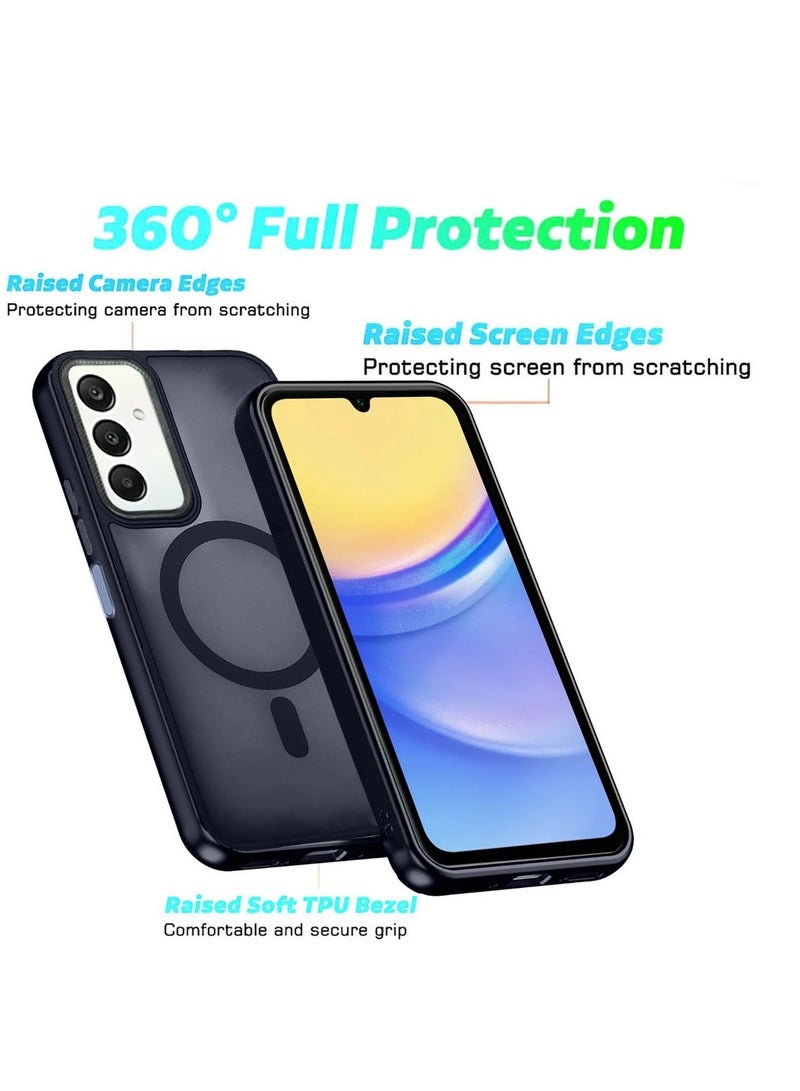 Techie Translucent Magnetic MagSafe Case with Raised Camera Lens Protector for Samsung Galaxy A15 - Matte Dark Blue - Image 4
