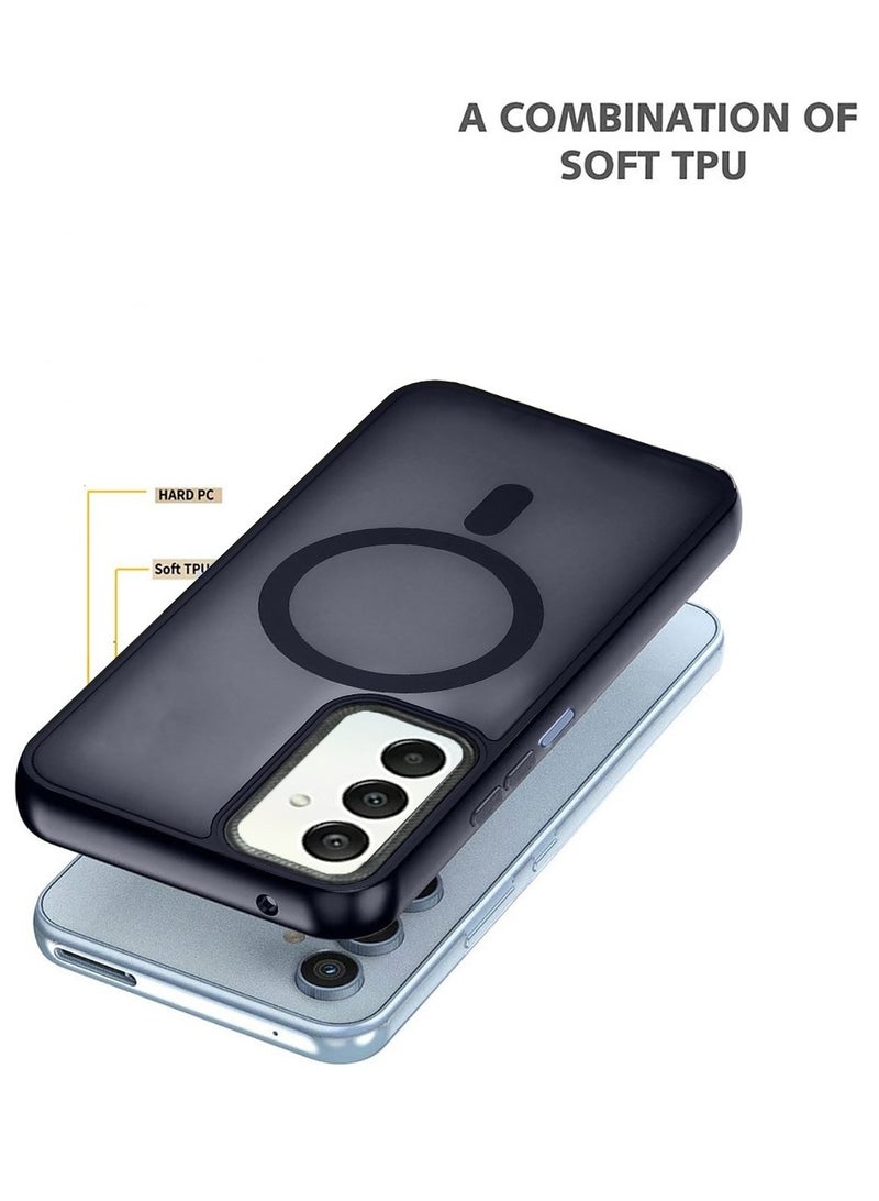 Techie Translucent Magnetic MagSafe Case with Raised Camera Lens Protector for Samsung Galaxy A15 - Matte Dark Blue - Image 5