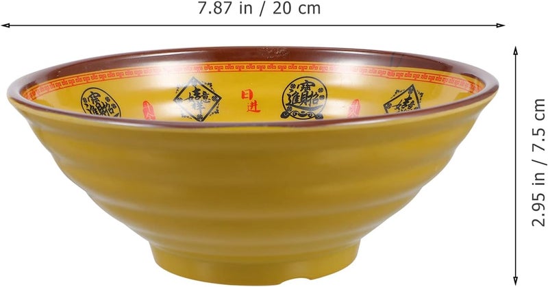 Hemoton Ramen BowlMelamine Noodle BowlYellow Noodle Soup BowlCereal Bowls Multi Purpose Serving BowlsMelamine Ramen BowlChinese Japanese Decorative Tableware for Salad Soup Rice Noodle - Image 2