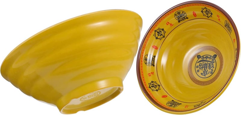 Hemoton Ramen BowlMelamine Noodle BowlYellow Noodle Soup BowlCereal Bowls Multi Purpose Serving BowlsMelamine Ramen BowlChinese Japanese Decorative Tableware for Salad Soup Rice Noodle - Image 1