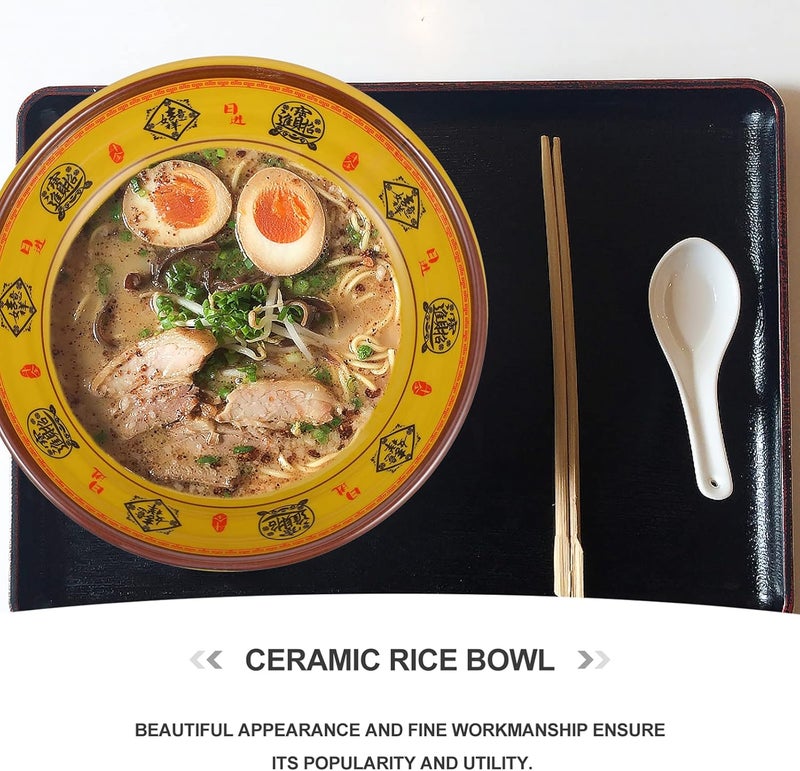 Hemoton Ramen BowlMelamine Noodle BowlYellow Noodle Soup BowlCereal Bowls Multi Purpose Serving BowlsMelamine Ramen BowlChinese Japanese Decorative Tableware for Salad Soup Rice Noodle - Image 3