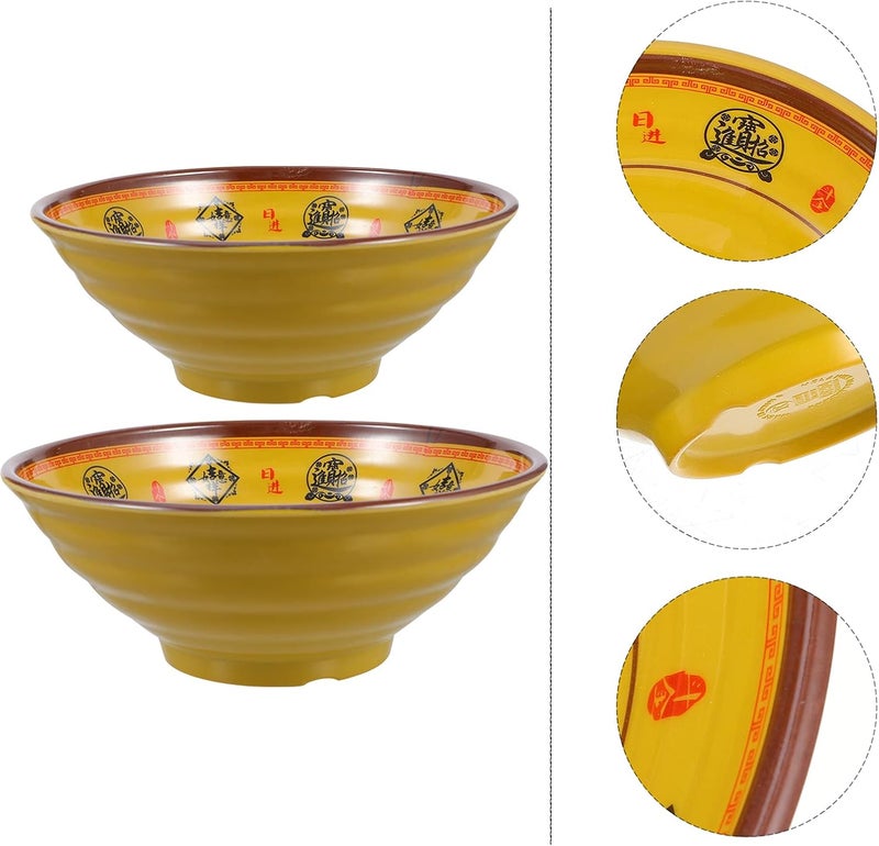 Hemoton Ramen BowlMelamine Noodle BowlYellow Noodle Soup BowlCereal Bowls Multi Purpose Serving BowlsMelamine Ramen BowlChinese Japanese Decorative Tableware for Salad Soup Rice Noodle - Image 5