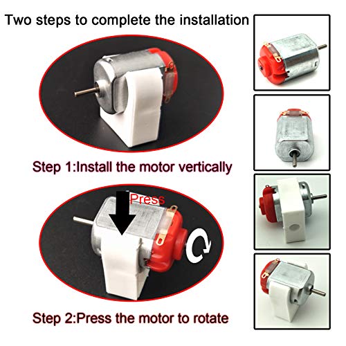 EUDAX 6 Set DC Motors Kit, Mini Electric Hobby Motor 3V -12V 25000 RPM Strong Magnetic with Shaft Propeller, 2 x AA Battery Holder,9V Battery Clip Connector,Plastic Wheels for DIY Science Projects - Image 5
