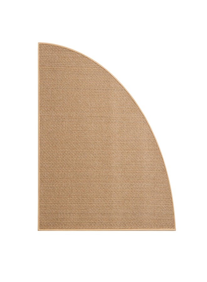 BANEBOR Non-Slip Corner Kitchen Rug - Super Absorbent Braided Floor Mat for Sink Areas, Washable Circular Sector Mat with Rubber Backing, Imitation Linen Kitchen Carpet (Beige, Radius 39'') - Image 3