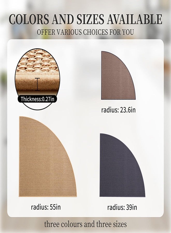BANEBOR Non-Slip Corner Kitchen Rug - Super Absorbent Braided Floor Mat for Sink Areas, Washable Circular Sector Mat with Rubber Backing, Imitation Linen Kitchen Carpet (Beige, Radius 39'') - Image 5