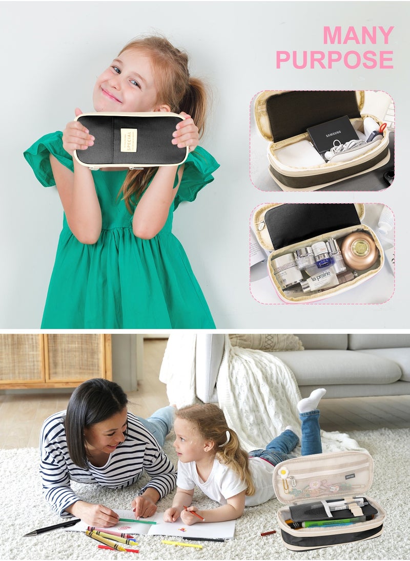 Big Capacity Pencil Pen Case Office College School Large Storage High Capacity Bag Pouch Holder Box Organizer Light Black