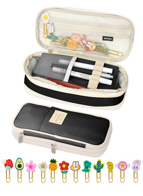 Big Capacity Pencil Pen Case Office College School Large Storage High Capacity Bag Pouch Holder Box Organizer Light Black