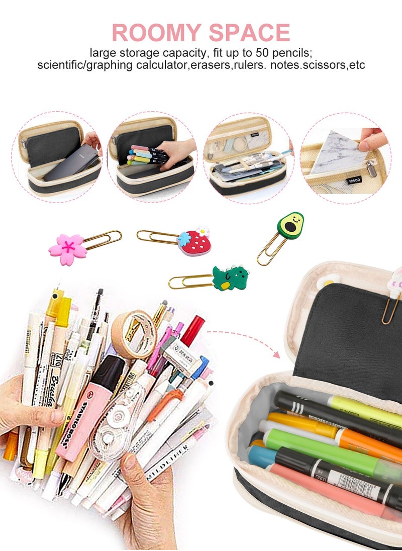 Big Capacity Pencil Pen Case Office College School Large Storage High Capacity Bag Pouch Holder Box Organizer Light Black