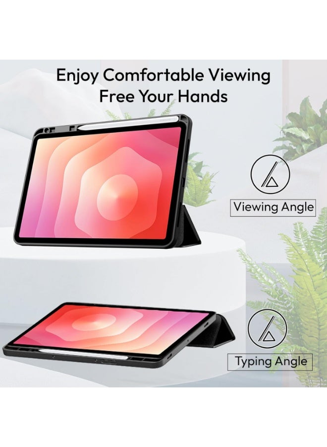 Protect Samsung Galaxy Tab S11 Case Cover with S Pen Holder Slim Magnetic Trifold Stand Cover Shockproof Hard Back Protective Case Auto Sleep Wake Lightweight Cover for Samsung Tab S11 11-inch / Black - Image 5