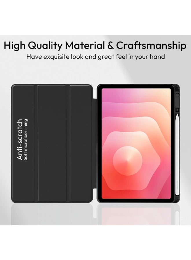 Protect Samsung Galaxy Tab S11 Case Cover with S Pen Holder Slim Magnetic Trifold Stand Cover Shockproof Hard Back Protective Case Auto Sleep Wake Lightweight Cover for Samsung Tab S11 11-inch / Black - Image 4