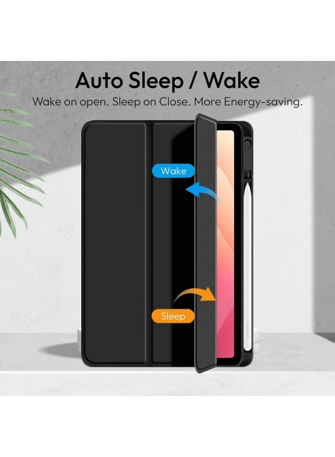 Protect Samsung Galaxy Tab S11 Case Cover with S Pen Holder Slim Magnetic Trifold Stand Cover Shockproof Hard Back Protective Case Auto Sleep Wake Lightweight Cover for Samsung Tab S11 11-inch / Black - Image 3
