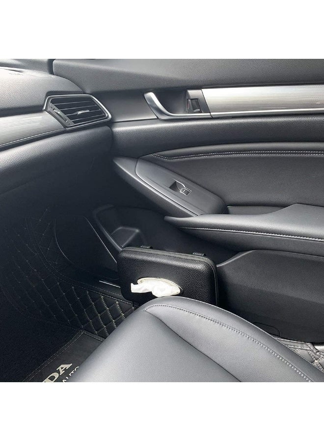 Car Tissue Holder, Sun Visor Napkin Holder, Car Visor Tissue Holder, PU Leather Backseat Tissue Case Holder for Car,Vehicle (Black) - Image 3