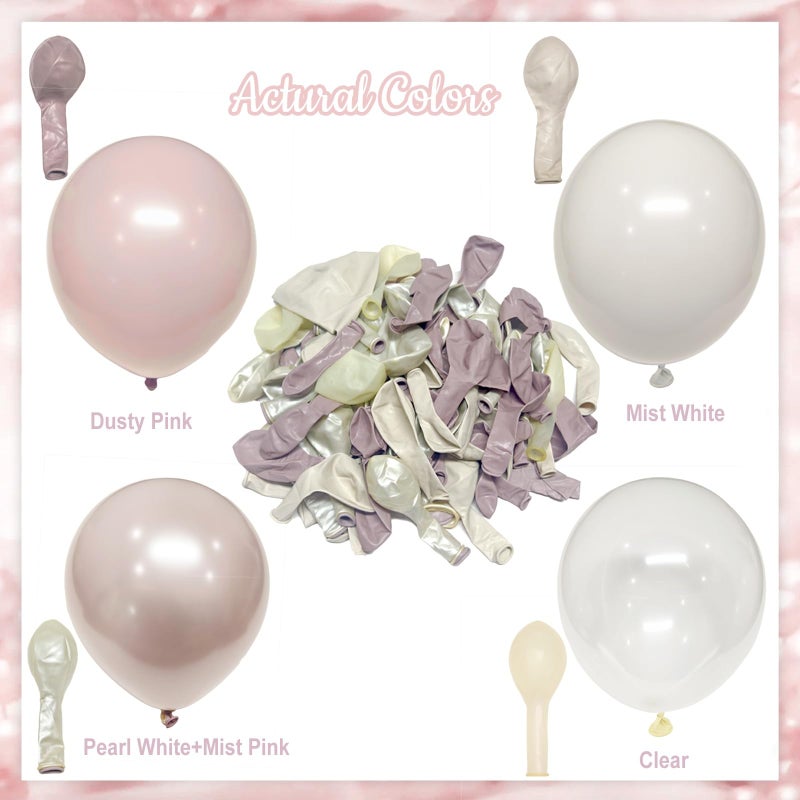 NUTTYBASH Dusty Pink Balloon Arch Kit,Double Stuffed Pearl White Balloon Garland Kit for Wedding Birthday Baby Shower Gender Reveal Bridal Engagements Decorations - Image 5